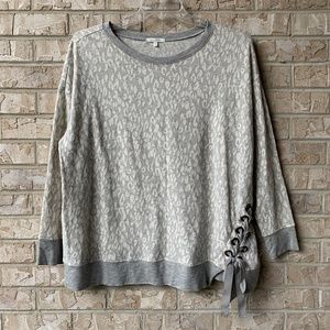 Ava James Animal Leopard Print Laced Knit Top 2X